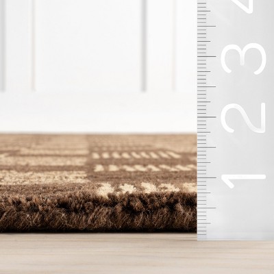 Handmade Brown Wool Rectangular Tufted Area Rug, 5' x 8'