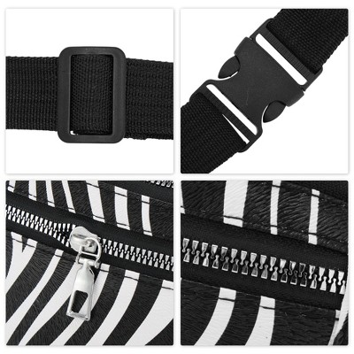 Unique Bargains Zebra Pattern Fanny Pack Black White 1 Pc - image 4
