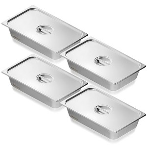 VEVOR 4 Pack Hotel Pans, Full Size Anti-Jam Steam Pan with Lid, 0.8mm Thick Stainless Steel Steam Table Pan, 4-Inch Deep Commercial Table Pan - 1 of 4