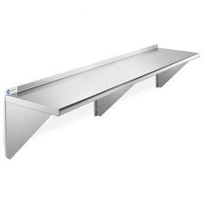 GRIDMANN 14" Deep Stainless Steel Kitchen Wall Mount Shelves with Backsplash - NSF Certified - 1 of 4