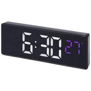 Unique Bargains Plastic Digital Corded Adjustable Accurate Dimmable Electric Alarm Clock 6.3 x 2.4 x 1 inch - 1 of 4