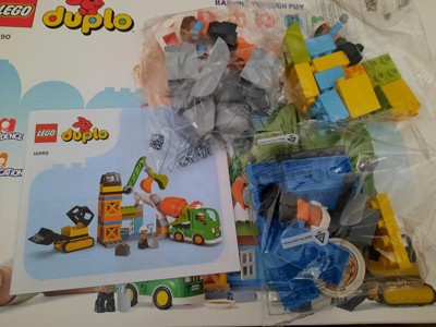 LEGO DUPLO Construction Site 10990, juguete con grúa, excavadora y  mezcladora de cemento, ladrillos grandes, juguetes sensoriales educativos  para niños, niñas y niños de más de 2 años