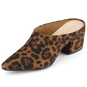 Allegra K Women's Pointed Toe Slip on Block Heel Slide Mules - 1 of 4