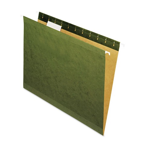 UNIVERSAL Reinforced Recycled Hanging Folder 1/5 Cut Letter Standard Green  25/Box 24115