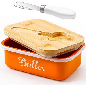 Metal Butter Dish with Lid and Stainless Steel Butter Knife, Double Silicone Seal for Freshness, Durable, Easy to Clean - 1 of 4