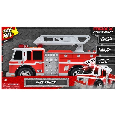 Maxx Action Large Firetruck with Extendable Ladder – Lights & Sounds Motorized Rescue Vehicle