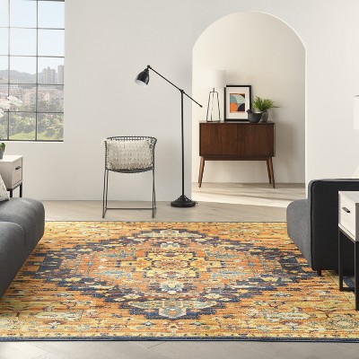 Bohemian Bliss Orange Medallion 8' x 10' Easy-Care Area Rug
