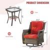 YARDSIGHT 2-Piece Outdoor Wicker Swivel Glider Chair Set with Red Cushions and Glass Table for Patio or Garden - 3 of 4