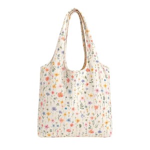 s*a様 新品 TARGET アイボリー トートバッグ Alilang Embroidered Floral Tote Bag for Women, Lightweight Canvas
