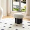 CAVINAS Mushroom Stool, Round Ottoman with Plush Lamb Wool Seat and Walnut Veneer Barrel Base, Ottoman Foot Rest, Bedroom End Bench, Footstool - 4 of 4