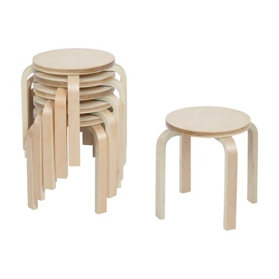 ECR4Kids Bentwood Stackable Stools, 6-Piece