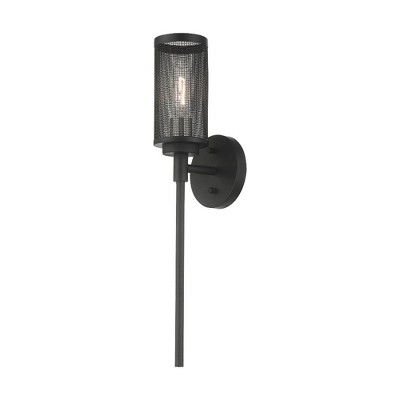 Sleek Mesh Shade Industro Black & Brushed Nickel Sconce