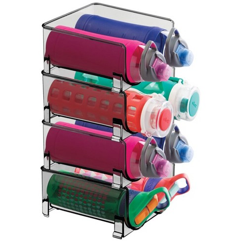 2 Pack) Clear Plastic Water Bottle Storage Organizer Bin