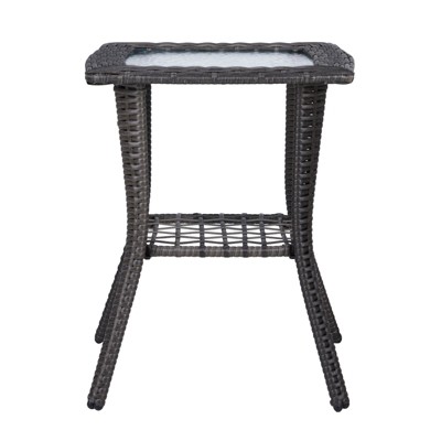 Maggift Patio End Tables, Modern Decorative Side Tables, Stylish Design for Patio, Living Room, Indoor and Outdoor Use, Black, 18"*18"*22.6"