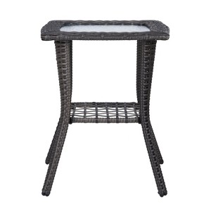 Maggift Patio End Tables, Modern Decorative Side Tables, Stylish Design for Patio, Living Room, Indoor and Outdoor Use, Black, 18"*18"*22.6" - 1 of 4