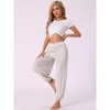 cheibear Women's Yoga Side Slit Joggers Sports Beach Harem Pants - 2 of 4