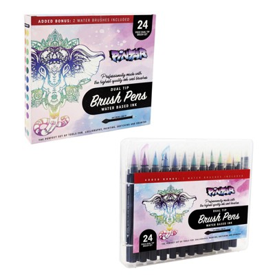 Pintar Dual Brush Pens Fine Tip - Flexible & Fineliner Pens, Watercolor Brush, Art Supplies, 24 Pieces Dual Tip Brush Set, 2 Water Brush Included