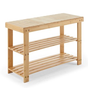 JIONJOY 3-Tier Bamboo Shoe Rack & Storage Bench - 286lb Capacity, Space-Saving Organizer for Entryway, Bedroom, Living Room (11.3x27.6x17.8in) - 1 of 4