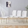 Vynxaria Luxury Simple Chair Set - 6 White PU High Resilience Dining Chairs with Silver Metal Legs - 4 of 4