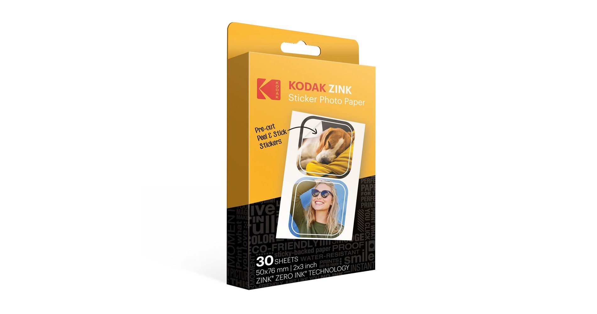 Kodak Premium Pre-Cut Sticker Zink Photo Paper 2x3" (30 Sheets) Compatible with Kodak Step Printer