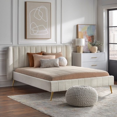 Cambria Queen Channel Platform Bed White - Lifestorey: Mid-century ...