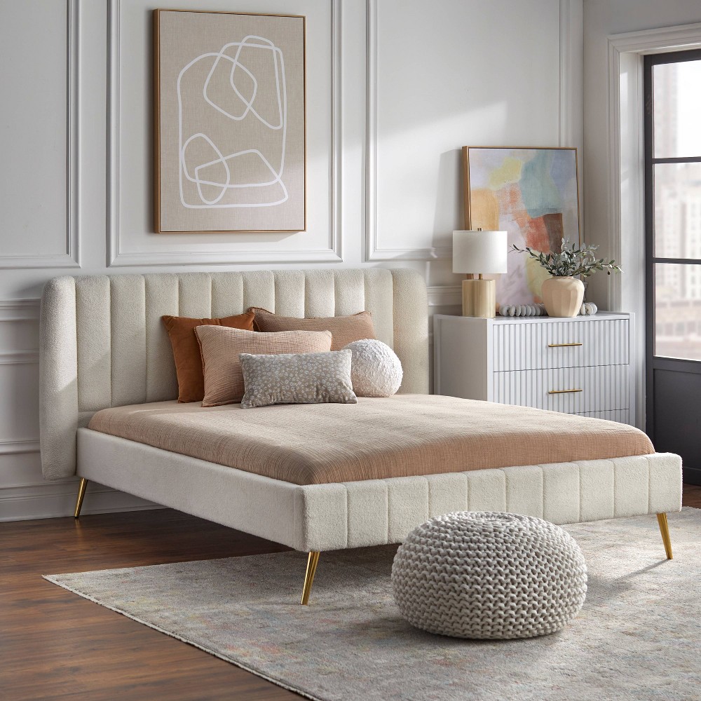 Photos - Wardrobe Cambria Queen Channel Platform Bed White - Lifestorey