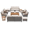 Buenhomino 13-Piece Outdoor Patio Set – 4 Single Chairs, 2 Sofas, 2 Side Tables, 4 Ottomans & Coffee Table, Wicker with Cushions, Beige - 3 of 4