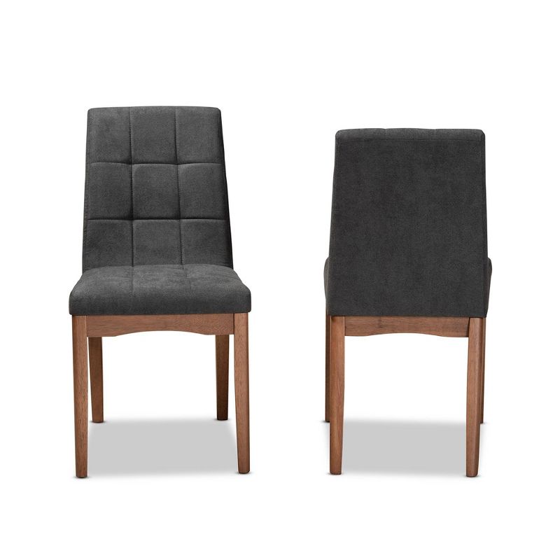 2pc Tara Fabric Upholstered and Wood Dining Chair Set - Baxton Studio, 3 of 10