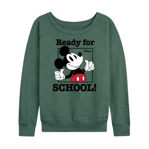 Women's - Disney - Ready For School Lightweight French Terry Wide Neck Long Sleeve Shirt - 1 of 4