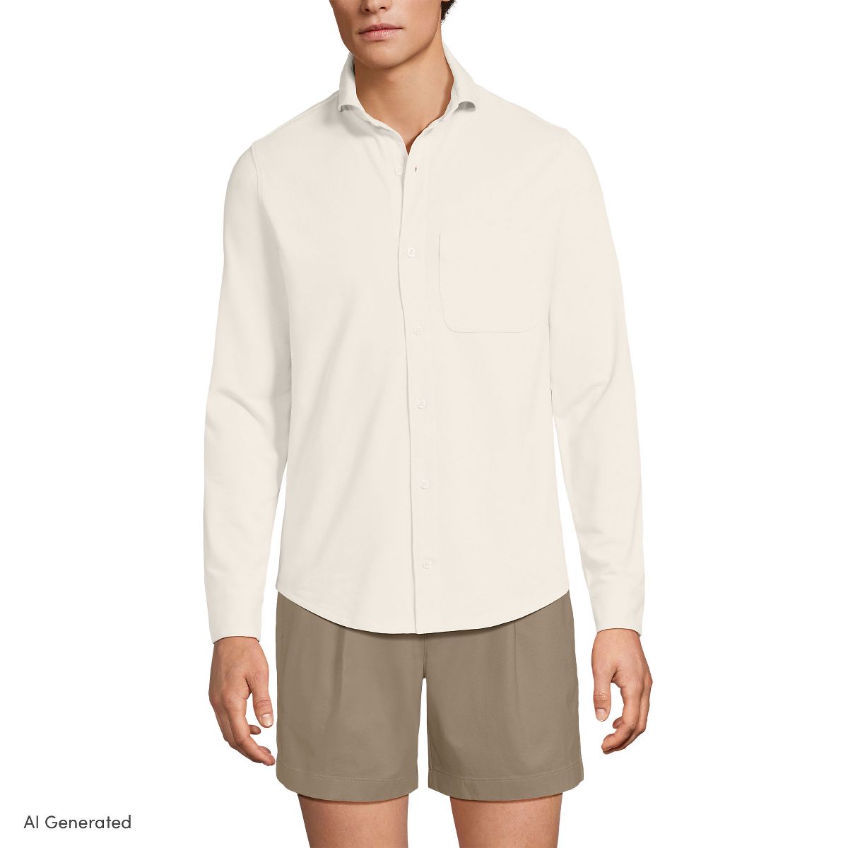 Lands' End Men's Long Sleeve Knit Travel Kit Oxford Shirt