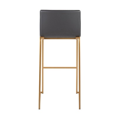 Elegant Stainless Steel and Grey Faux Leather Barstools, Set of 2