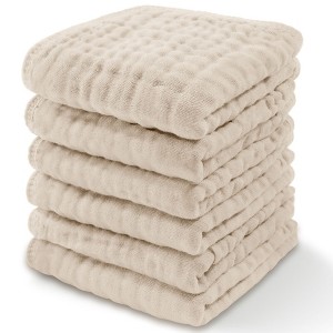 Baby Washcloths Muslin Cotton, Large 10”x10” by Comfy Cubs - 1 of 4