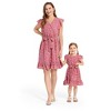 PATPAT Mommy and Me Matching Outfits All Over Dots Pink Cross Wrap V Neck Ruffle Flutter-sleeve Dress - 2 of 4