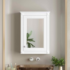 MAYEERTY 20" Wall Mounted Bathroom Storage Cabinet with Mirror Medicine Cabinet with Height Adjustable Shelf for Bathroom White - 1 of 4