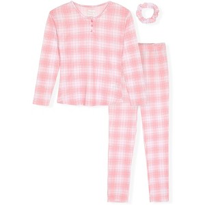 Sleep On It Girls 2-Piece Hacci Pajama Set with Matching Scrunchie - 1 of 4