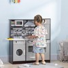 Qaba Pretend Play Kitchen with Sound Effects and Stove Lights, Kids Kitchen Playset with Storage, Water Dispenser for 3-6 Years Old - 2 of 4
