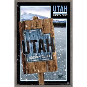 Trends International NHL Utah Hockey Club - Logo 24 Framed Wall Poster Prints - 1 of 4