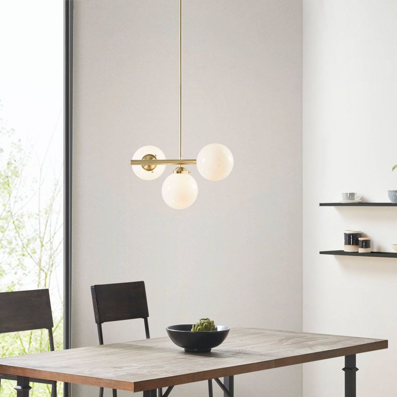 3-Light Aurelia Chandelier with Frosted Glass Globe Gold - Ink+Ivy, 2 of 10