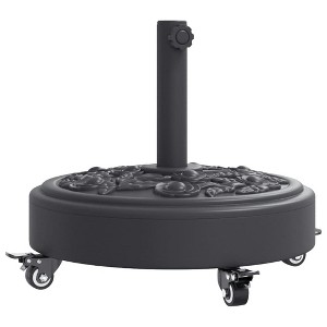 vidaXL Parasol Base Black Polyethylene Large Parasol Base Round - 1 of 4
