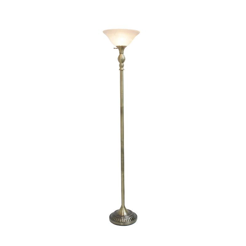 1-Light Classic Torchiere Floor Lamp with Marbleized Glass Shade - Lalia Home, 3 of 9