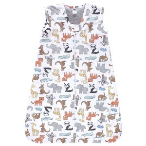 Hudson Baby Boys Plush Faux Fur Sleeping Bag, Wearable Blanket, Zoo Animals - 1 of 2