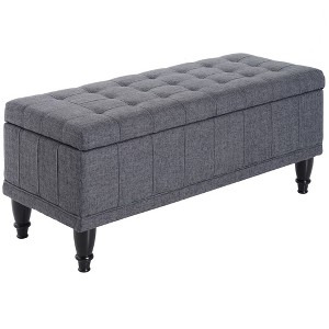 NicBex Modern 42" Storage Bench Linen Accent Stools with Button Tufted for Bedroom and Entryway, Gray - 1 of 4
