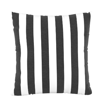 Stripe Square Throw Pillow Black/White - Skyline Furniture: Modern Indoor Linen & Cotton, Zipper Closure, Removable Cover