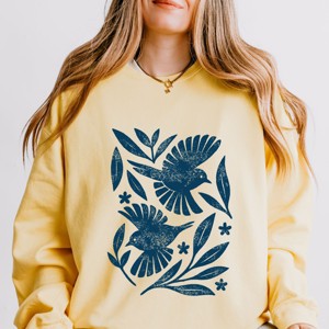 Simply Sage Market Birds and Leaves Lightweight Garment Dyed Sweatshirt - 1 of 4