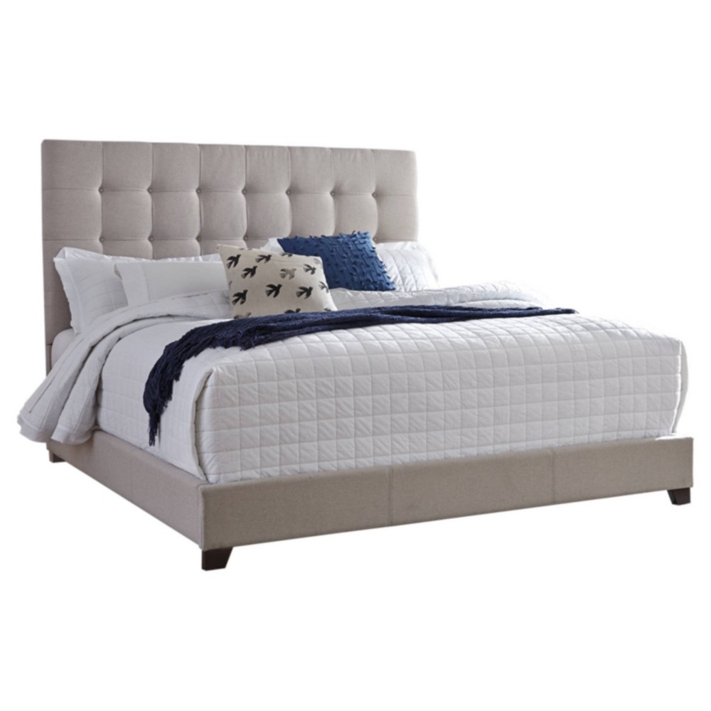 UPC 024052389173 product image for Dolante Queen Upholstered Bed Beige: Chic Tufted Headboard, Modern Platform - Si | upcitemdb.com