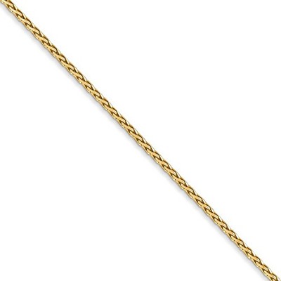 Black Bow Jewelry 1.3mm 14k Yellow Gold Diamond Cut Solid Wheat Chain Necklace