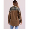Allegra K Women's Plaid Patchwork Dressy Long Sleeve Button Down Waffle Shacket Jacket - 4 of 4