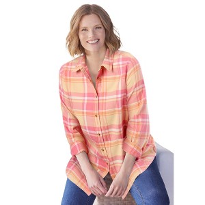 Woman Within Plus Size Classic Flannel Shirt - 1 of 4
