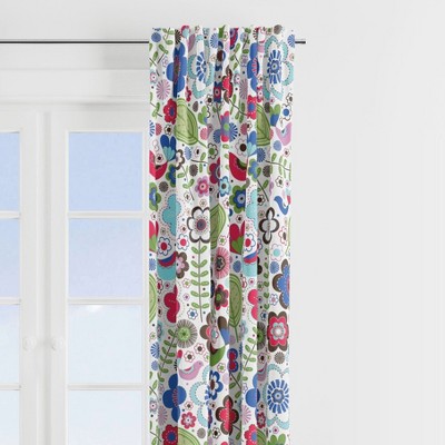 Bacati - Botanical Floral with Birds Pink/Multicolor Curtain Panel
