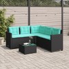 vidaXL Patio Sofa Black, Blue PE Rattan, Powder-Coated Steel, Tempered Glass - 3 of 4